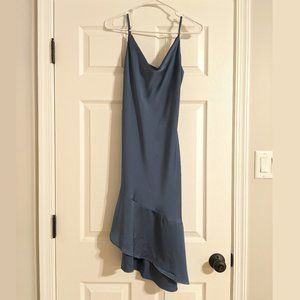 (New) Satin Unbalance Slip Dress